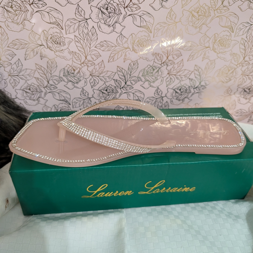 Lauren Lorraine Pink Rhinestone Sandals